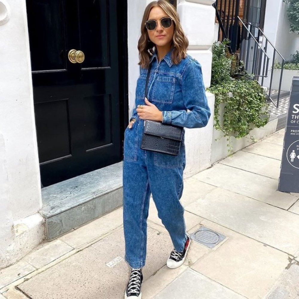 H&M Blue Denim Jumpsuit - Size 0/XS